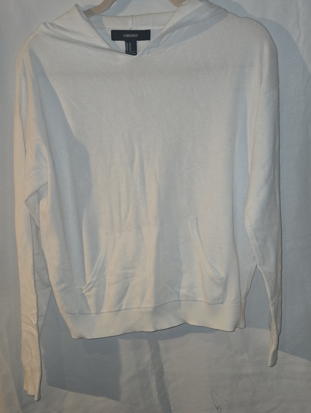 Forever 21 White Crewneck Hoodie Sweater